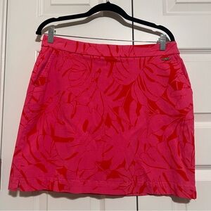 Rafaella Vibrant Pink and Red Leaf Print Mini Skirt